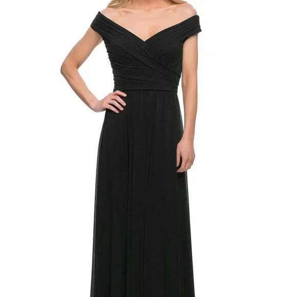 SALE NWT La Femme 29168SC Jersey Evening Dress Black size 10 - Picture 1 of 8